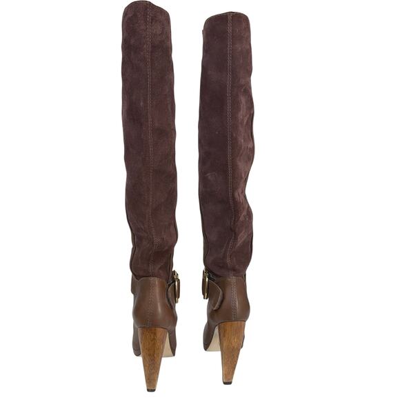 French Connection Joy Brown Leather & Suede Tall Boots Size 36 / US 6 - Picture 6 of 9